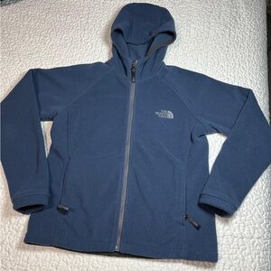 The North Face Fleece Jacket Women  M gray Windwall Full Zip Hooded Sweater Logo